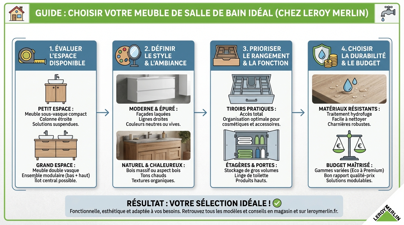 Choisir le meuble de salle de bain idéal chez leroy merlin 1 Les différents types de meubles de salle de bain