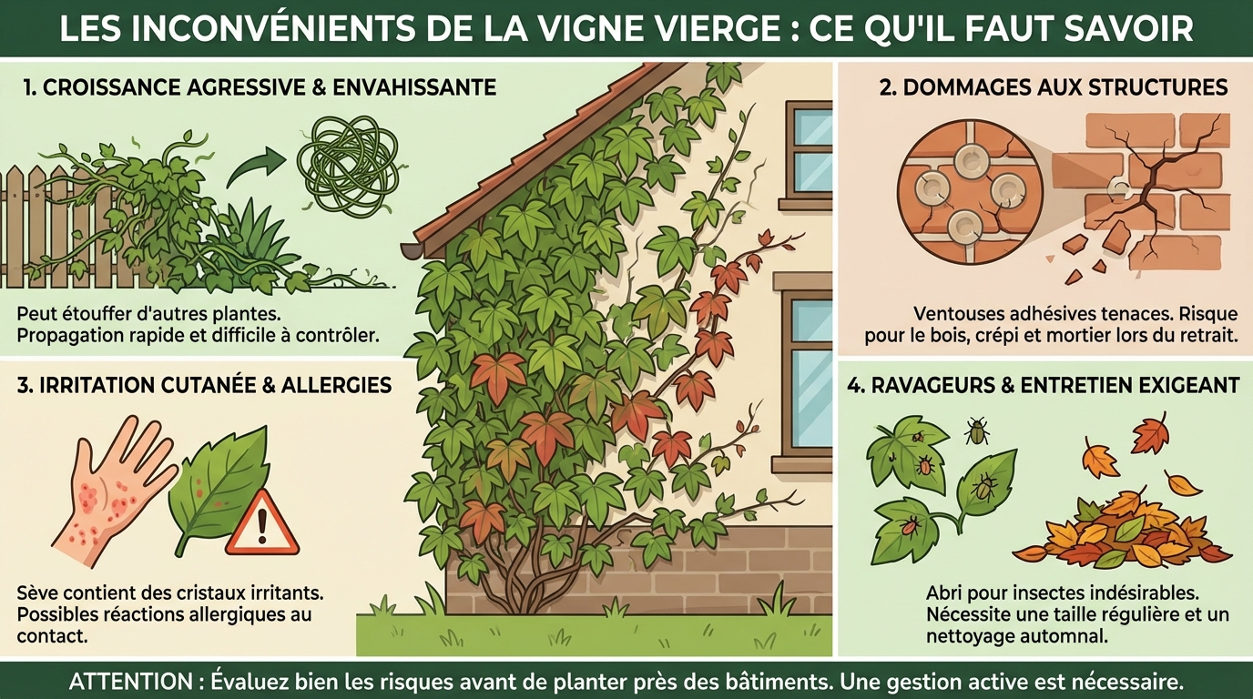 Les inconvénients de la vigne vierge à connaître 1 Risques associés à la culture