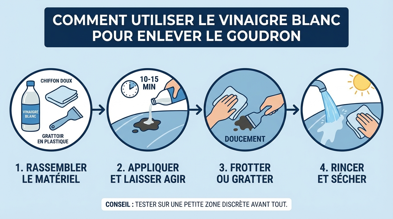 Étapes pour enlever le goudron avec du vinaigre blanc