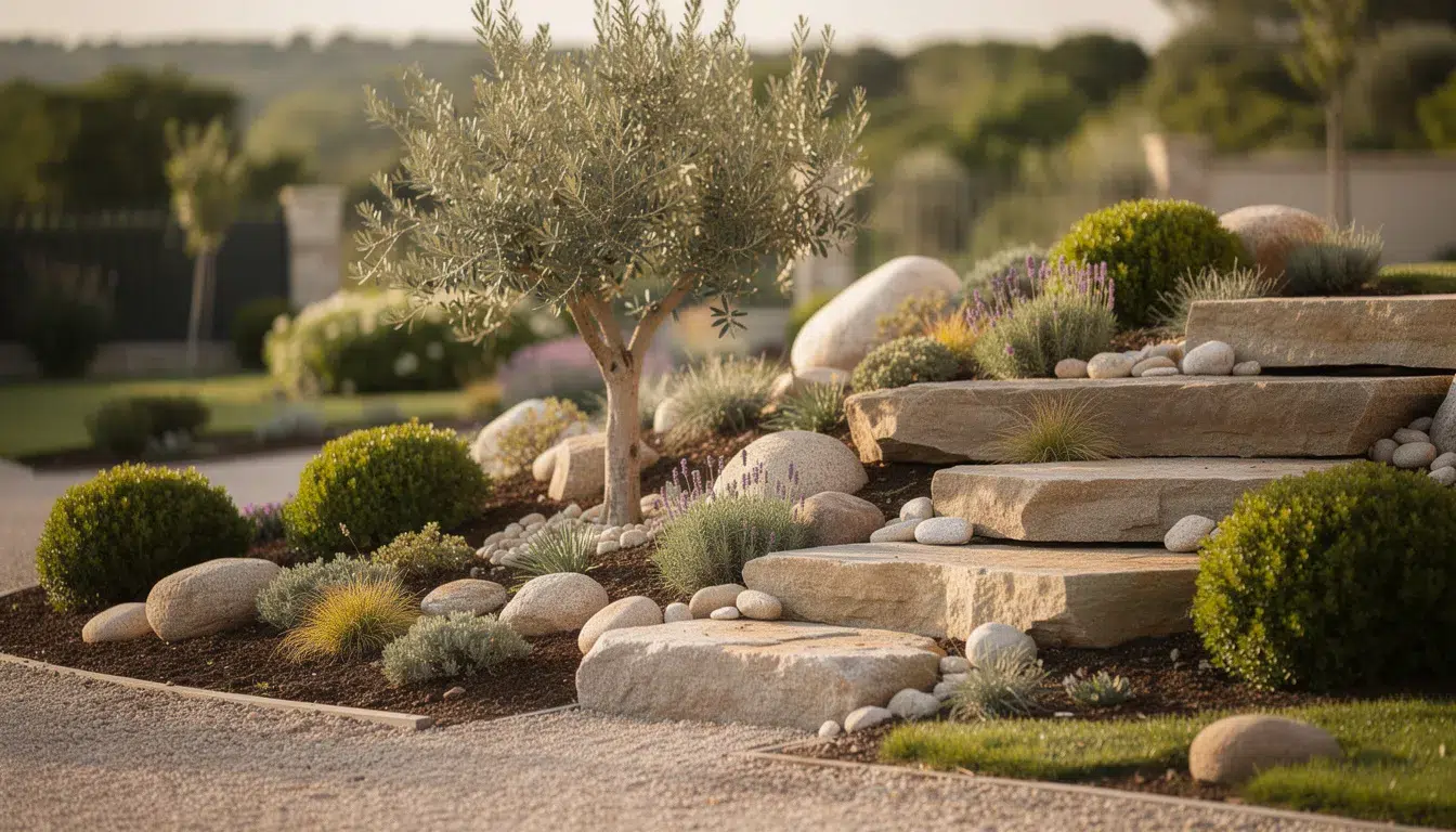 Aménager une rocaille avec olivier pour un jardin esthétique