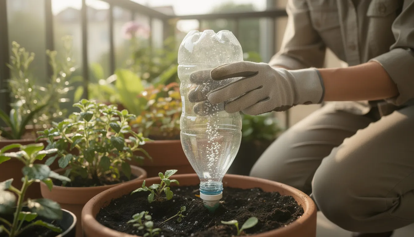 L'arrosage facile avec une bouteille en plastique renversée
